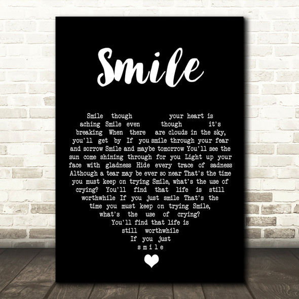 Frank Sinatra Smile Black Heart Song Lyric Wall Art Print