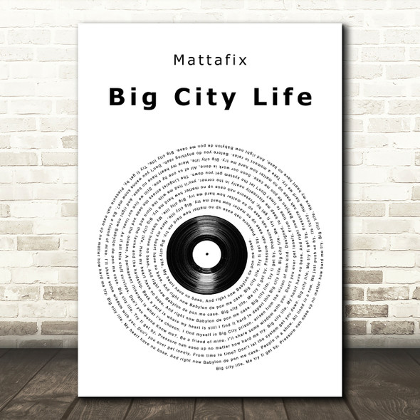 Mattafix Big City Life Vinyl Record Song Lyric Art Print