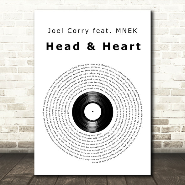 Joel Corry feat. MNEK Head & Heart Vinyl Record Song Lyric Art Print