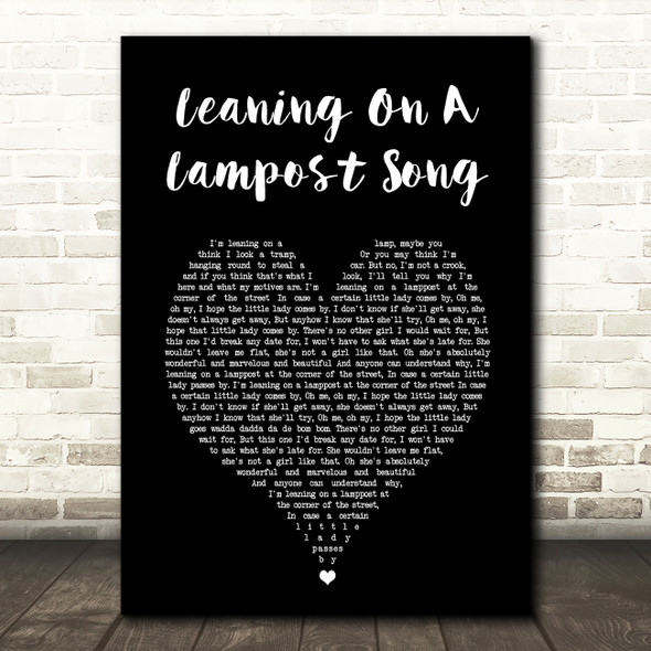 George Formby Leaning On A Lampost Song Black Heart Song Lyric Wall Art Print