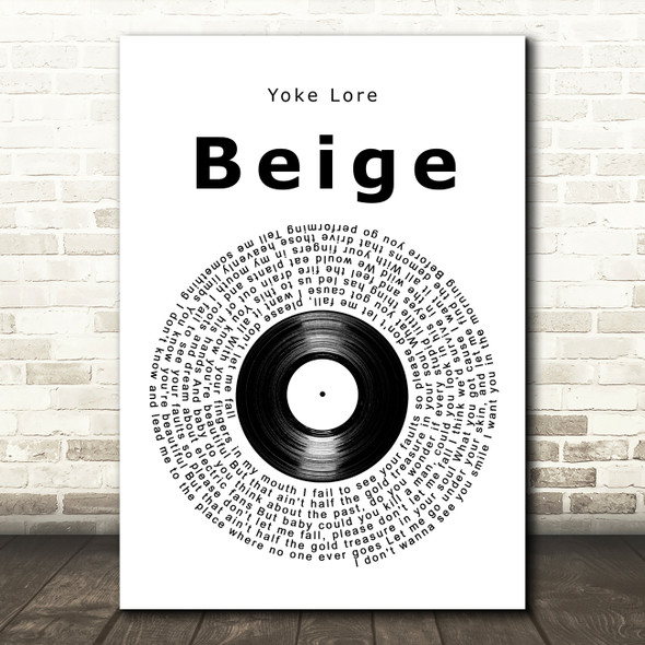 Yoke Lore Beige Vinyl Record Song Lyric Art Print