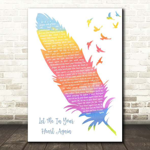 Queen Let Me In Your Heart Again Watercolour Feather & Birds Song Lyric Art Print