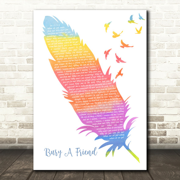 Billie Eilish Bury A Friend Watercolour Feather & Birds Song Lyric Art Print