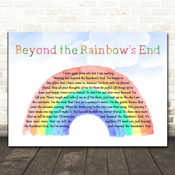 Daniel O'Donnell Beyond the Rainbow's End Watercolour Rainbow & Clouds Song Lyric Art Print