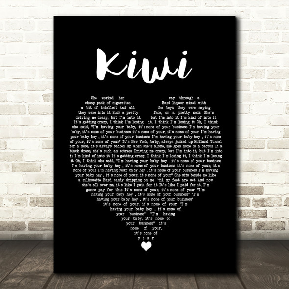 Harry Styles Kiwi Black Heart Song Lyric Wall Art Print