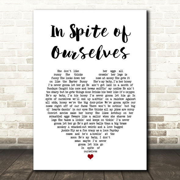 John Prine In Spite of Ourselves White Heart Song Lyric Art Print