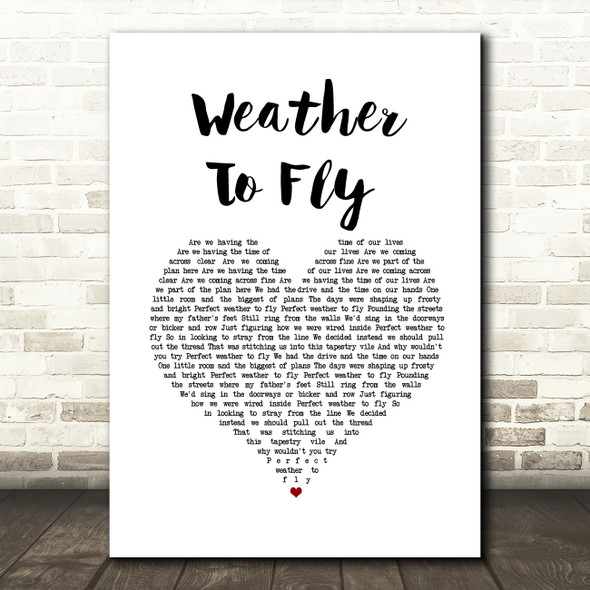 Elbow Weather To Fly White Heart Song Lyric Art Print