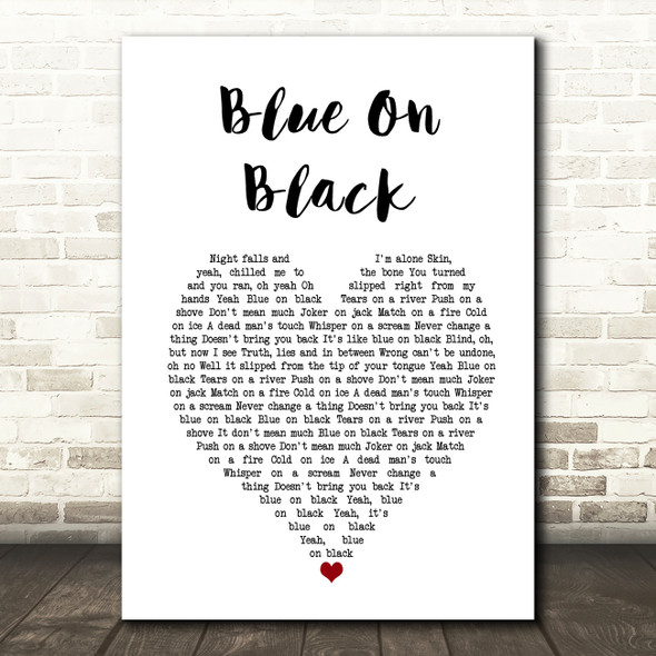 Five Finger Death Punch Blue On Black White Heart Song Lyric Art Print