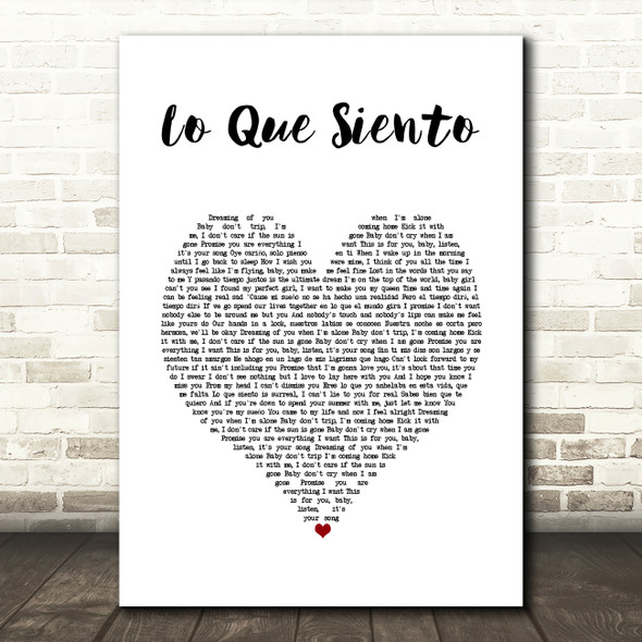Cuco Lo Que Siento White Heart Song Lyric Art Print