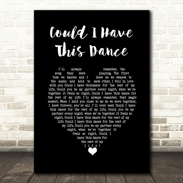 Anne Murray Could I Have This Dance Black Heart Song Lyric Wall Art Print