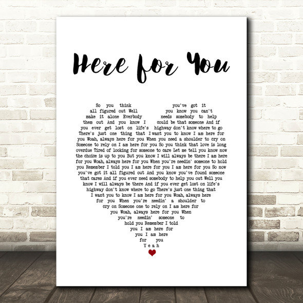 FireHouse Here for You White Heart Song Lyric Art Print