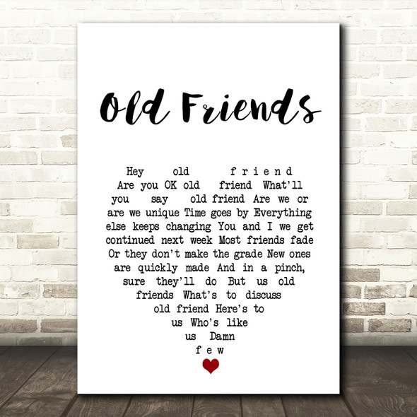 Barry Manilow Old Friends White Heart Song Lyric Art Print