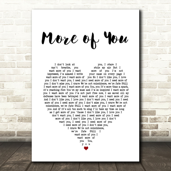 Josh Groban More of You White Heart Song Lyric Art Print