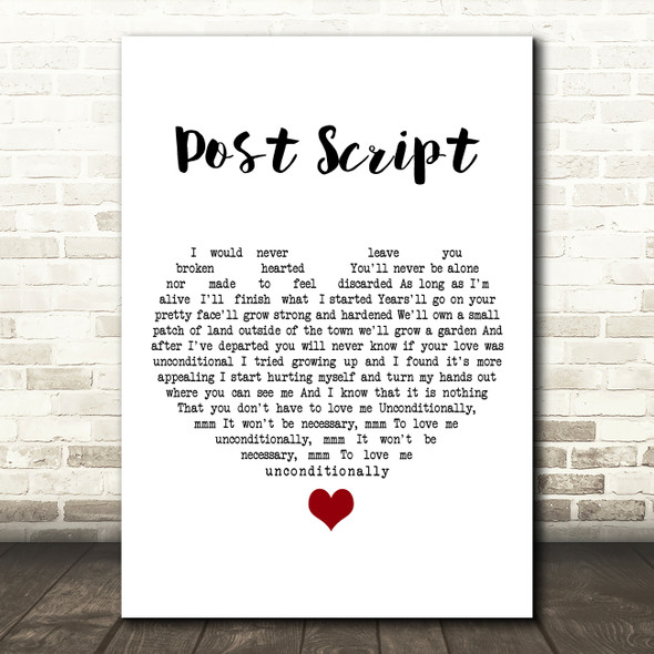 Typhoon Post Script White Heart Song Lyric Art Print