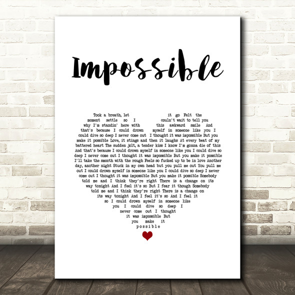 Nothing But Thieves Impossible White Heart Song Lyric Art Print