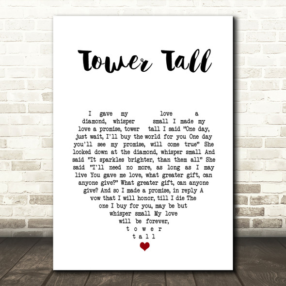 Gene Pitney Tower Tall White Heart Song Lyric Art Print