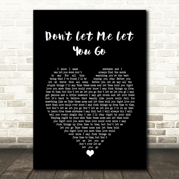 Jamie Lawson Don't Let Me Let You Go Black Heart Song Lyric Wall Art Print