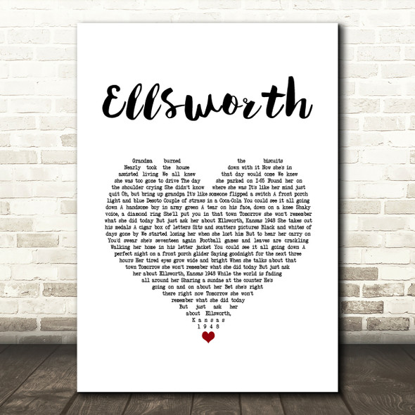 Rascal Flatts Ellsworth White Heart Song Lyric Art Print