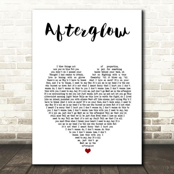 Taylor Swift Afterglow White Heart Song Lyric Art Print