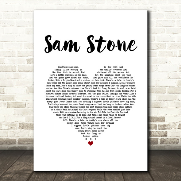 John Prine Sam Stone White Heart Song Lyric Art Print