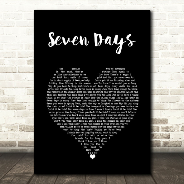 Jamiroquai Seven Days Black Heart Song Lyric Wall Art Print