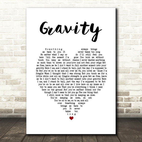 Sara Bareilles Gravity White Heart Song Lyric Art Print
