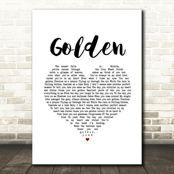 Lady Antebellum Golden White Heart Song Lyric Art Print