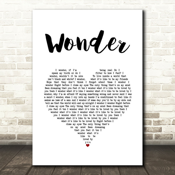 Shawn Mendes Wonder White Heart Song Lyric Art Print