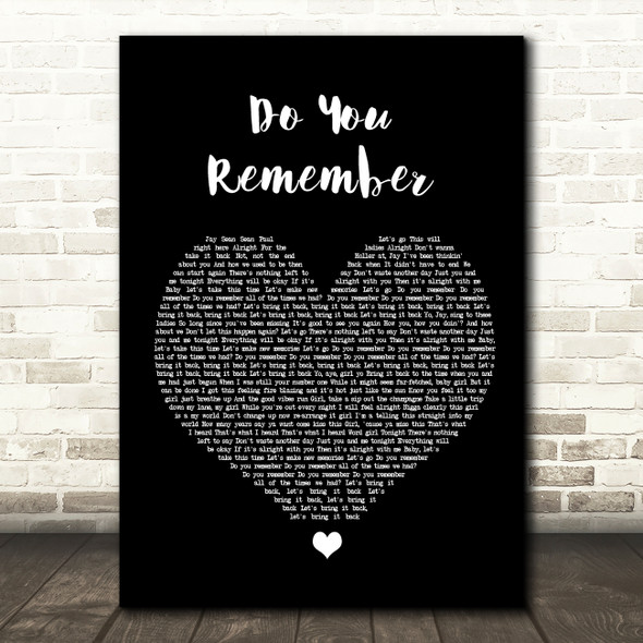 Jay Sean Do You Remember Black Heart Song Lyric Wall Art Print