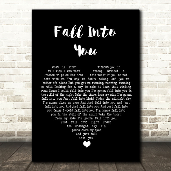 JES, Cosmic Gate Fall Into You Black Heart Song Lyric Wall Art Print