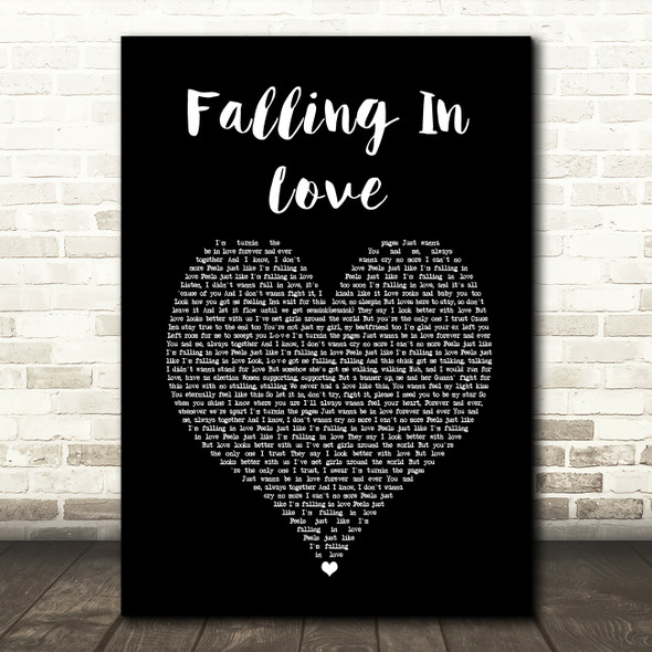 Jessica Lowndes Falling In Love Black Heart Song Lyric Wall Art Print
