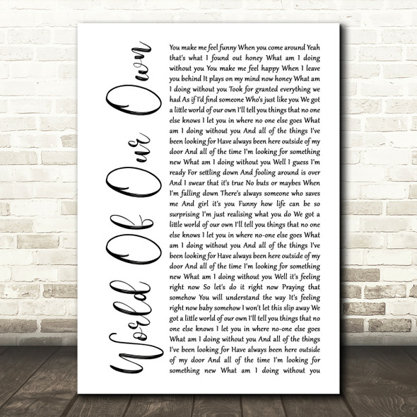 Westlife World Of Our Own White Script Song Lyric Art Print
