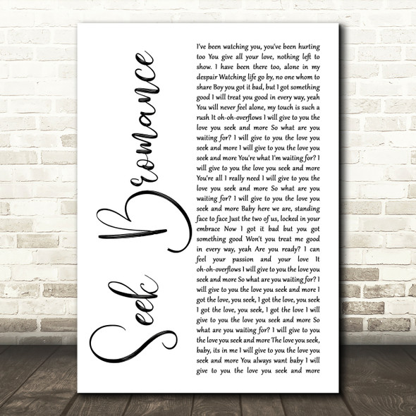 Tim Berg Seek Bromance White Script Song Lyric Art Print
