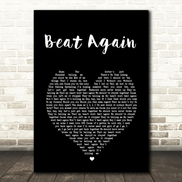 JLS Beat Again Black Heart Song Lyric Wall Art Print