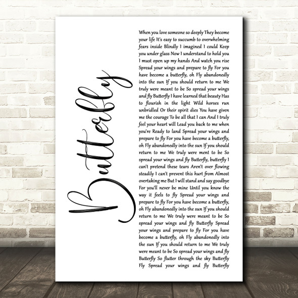 Mariah Carey Butterfly White Script Song Lyric Art Print