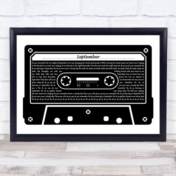 Earth, Wind And Fire September Black & White Music Cassette Tape Gift Song Lyric Print