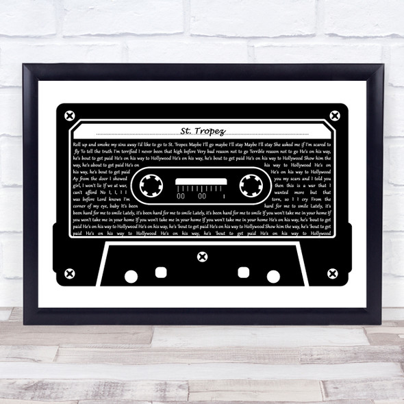 J. Cole St. Tropez Black & White Music Cassette Tape Decorative Gift Song Lyric Print