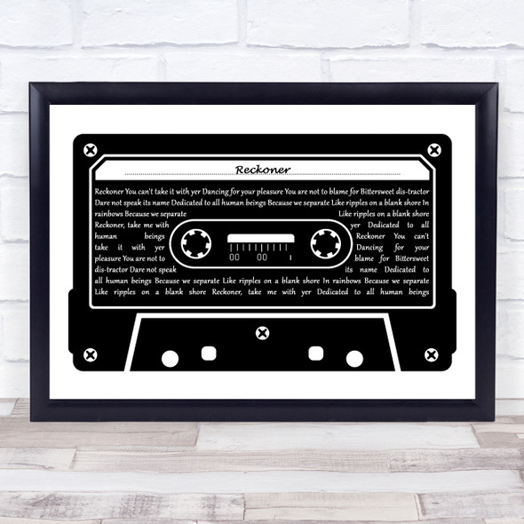 Radiohead Reckoner Black & White Music Cassette Tape Decorative Gift Song Lyric Print