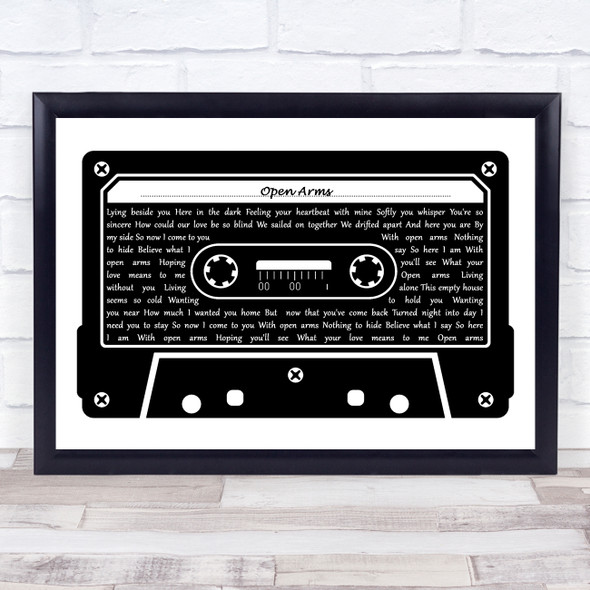Journey Open Arms Black & White Music Cassette Tape Decorative Gift Song Lyric Print