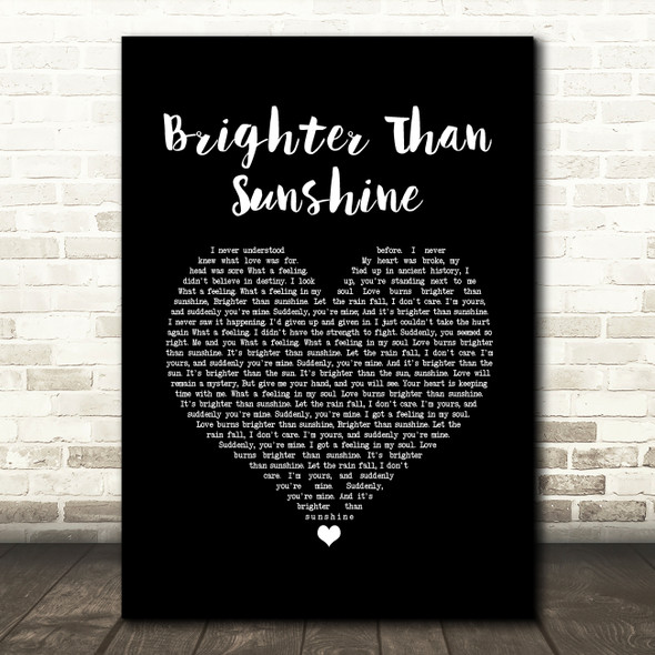 Aqualung Brighter Than Sunshine Black Heart Song Lyric Wall Art Print