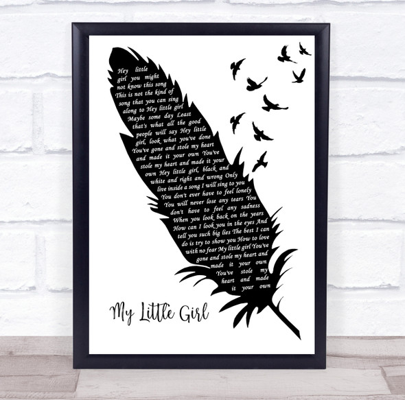 Jack Johnson My Little Girl Black & White Feather & Birds Decorative Gift Song Lyric Print