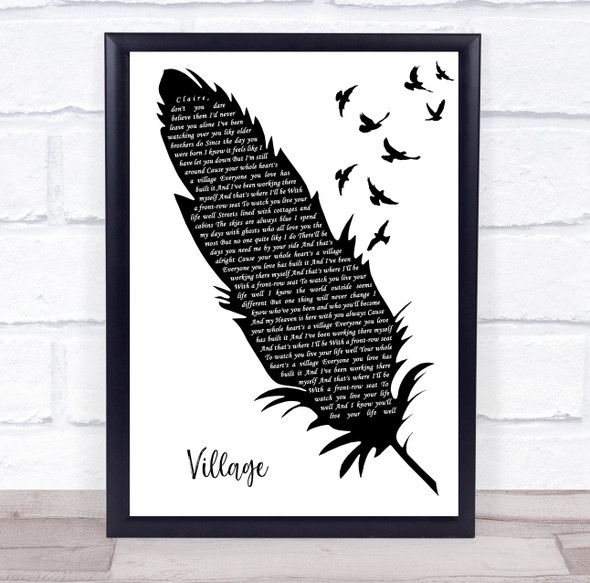 Cam Village Black & White Feather & Birds Decorative Wall Art Gift Song Lyric Print