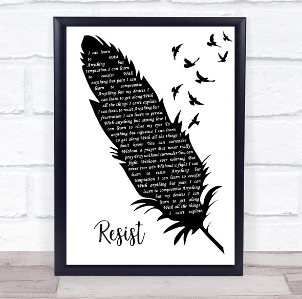 Rush Resist Black & White Feather & Birds Decorative Wall Art Gift Song Lyric Print