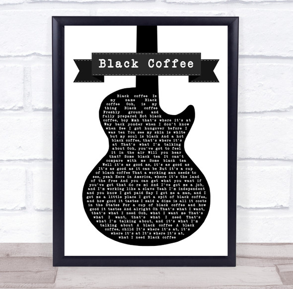 Beth Hart & Joe Bonamassa Black Coffee Black & White Guitar Wall Art Song Lyric Print