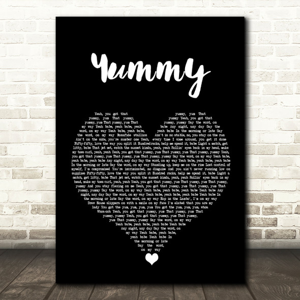 Justin Bieber Yummy Black Heart Song Lyric Wall Art Print