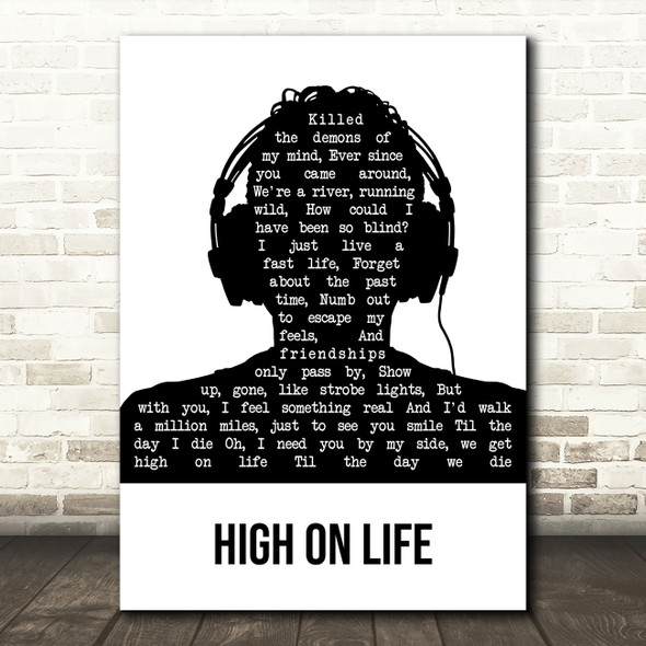Martin Garrix High On Life Black & White Man Headphones Decorative Gift Song Lyric Print