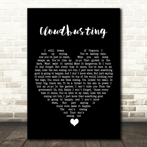 Kate Bush Cloudbusting Black Heart Song Lyric Wall Art Print