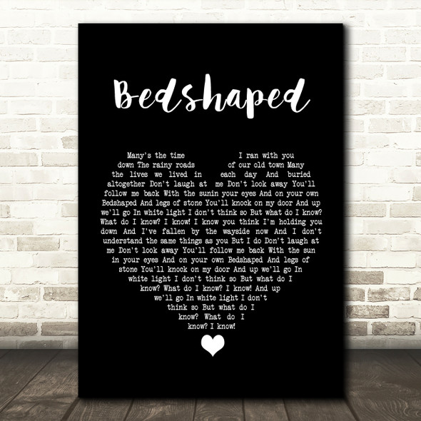 Keane Bedshaped Black Heart Song Lyric Wall Art Print