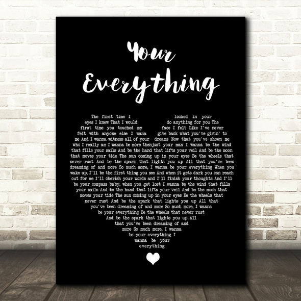 Keith Urban Your Everything Black Heart Song Lyric Wall Art Print