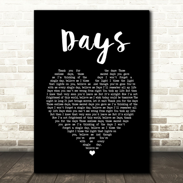 Kirsty MacColl Days Black Heart Song Lyric Wall Art Print